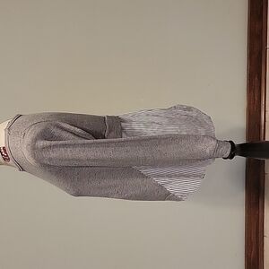 CLU TOO gray sweatshirt in size XS.  Long sleeved with striped panel back sides